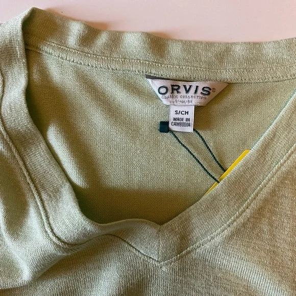 NWT Orvis Women's Short Sleeve V-Neck Tunic Knit Top Light Green - Picture 2 of 4